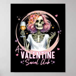 Anti Valentine Social Club Funny Skeleton Matching Poster