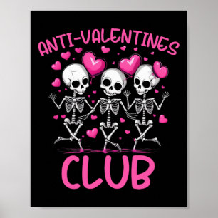 Anti-valentines Club Funny Skeletons Dancing Poster