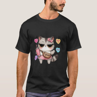 Anti Valentines Day Cat Hearts Valentine s Day Wom T-Shirt