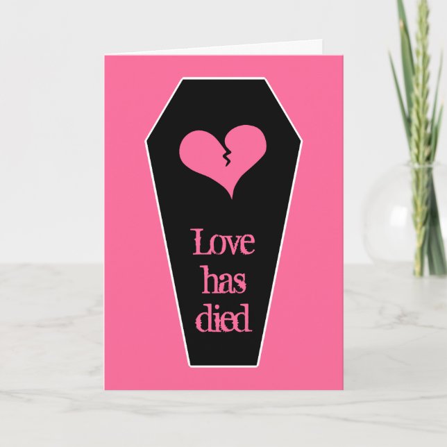 Anti Valentine's day cute broken heart on coffin Holiday Card (Front)