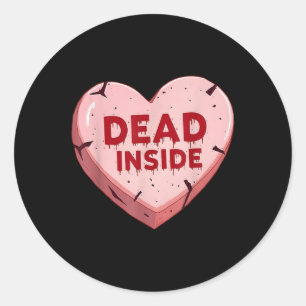 Anti Valentines Day Dead Inside Heart Funny Single Classic Round Sticker