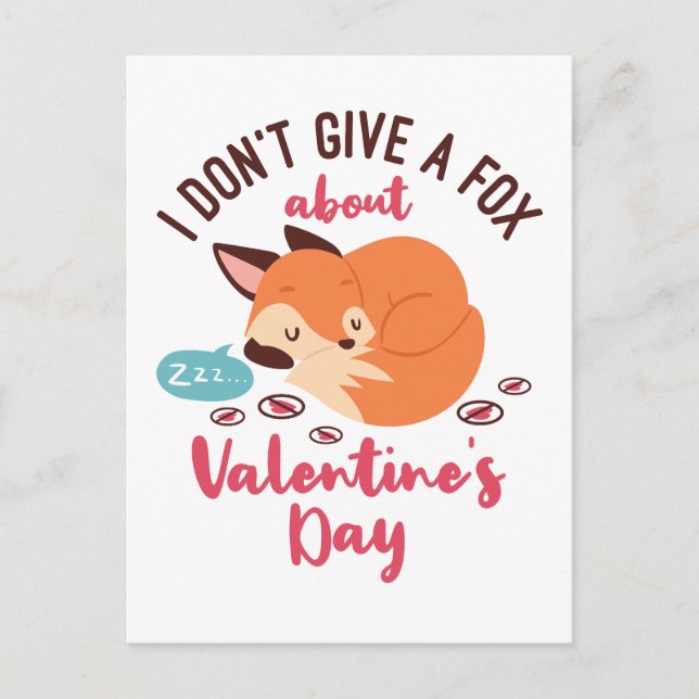 Anti Valentine's Day Fox Funny Single Postcard (Front)