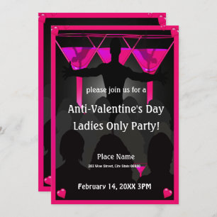 Anti Valentine's Day Ladies Night Party Invitation