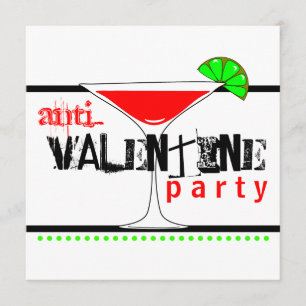 Anti-Valentines Day Party Cocktail Martini Invitation