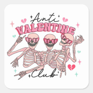 Anti Valentines Day Skeletons Square Sticker