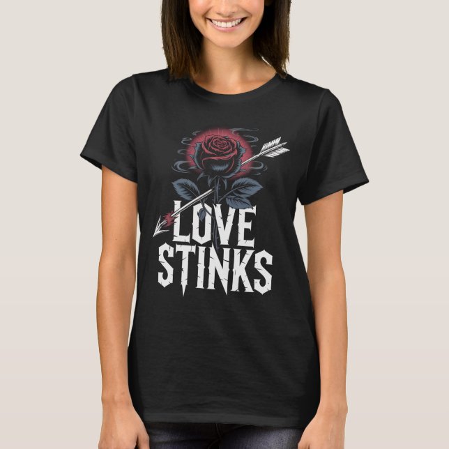 Anti Valentines Day Tattoo Art Rose Graphic - Love T-Shirt (Front)