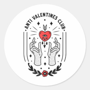 Anti Valentines Day Tattoo Raglan Baseball Tee_1 Classic Round Sticker