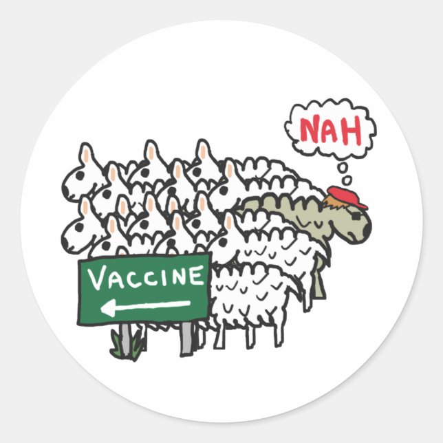 Anti Vax Sheep Vaccination Classic Round Sticker (Front)