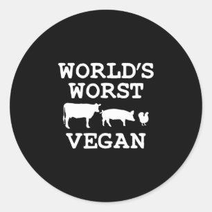 Anti vegan meat-eater bbq grilling pitmaster classic round sticker