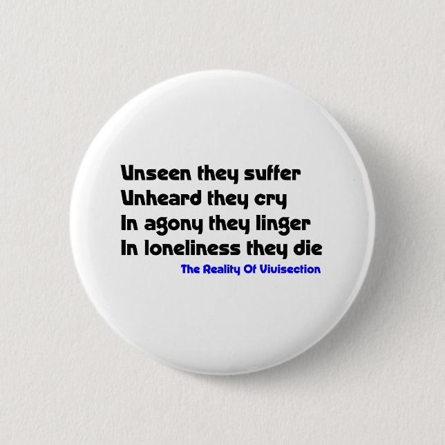 Anti Vivisection 6 Cm Round Badge (Front)
