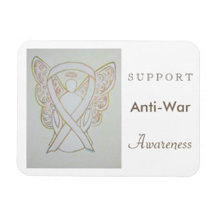 Anti-War Awareness White Ribbon Angel Magnet