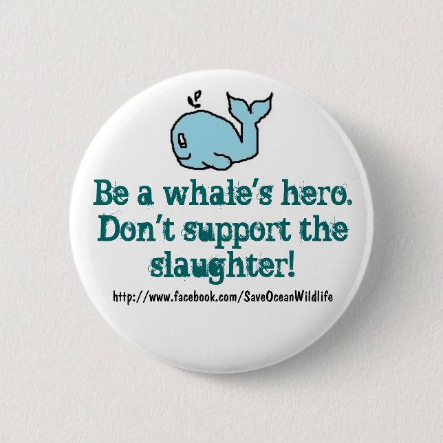 Anti-Whaling 6 Cm Round Badge (Front)