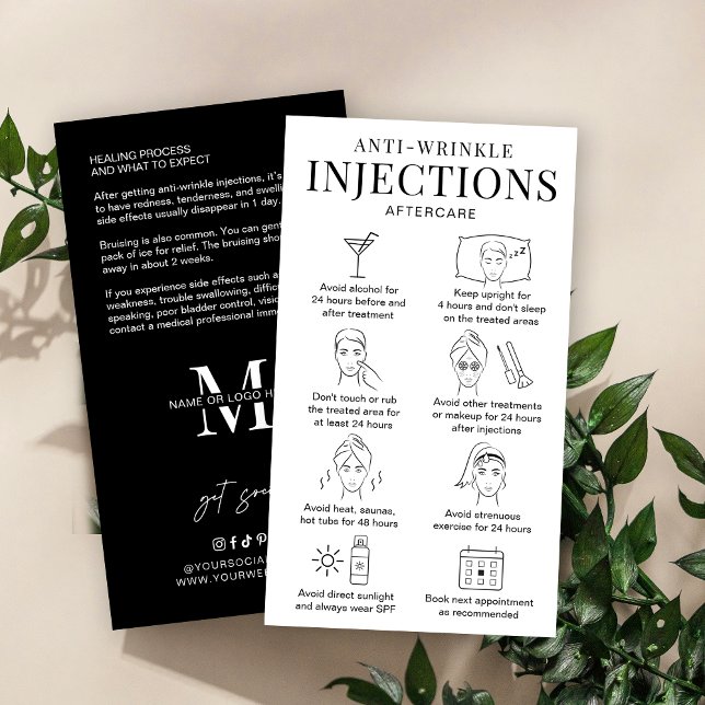 Anti Wrinkle Filler Aftercare Guide Minimal Salon Business Card (Creator Uploaded)