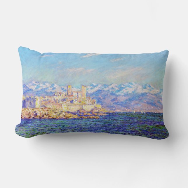 Antibes, Afternoon Effect, 1888 Claude Monet cool, Lumbar Cushion (Front)