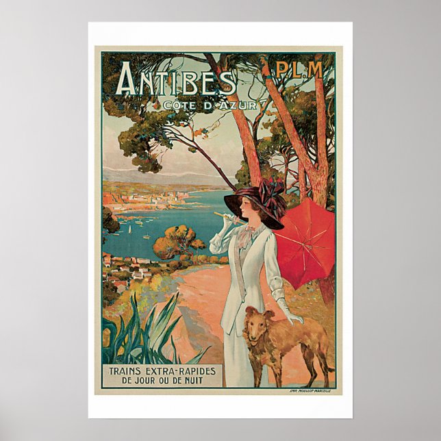Antibes Cote D Azur Vintage Travel Poster (Front)