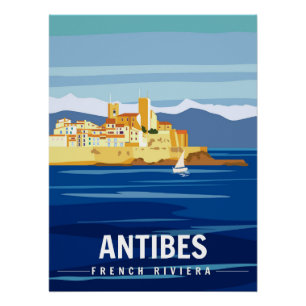 Antibes Fortress French Riviera Retro Poster