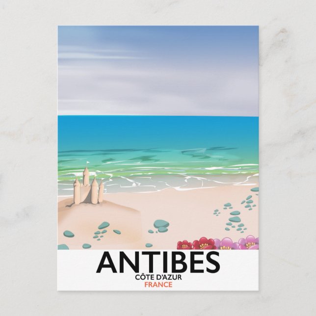 Antibes France Beach poster Postcard (Front)