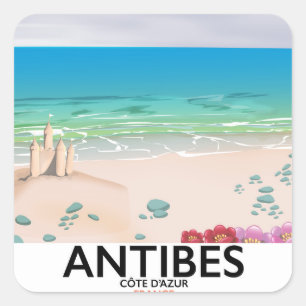 Antibes France Beach poster Square Sticker