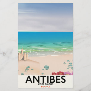 Antibes France Beach poster Stationery