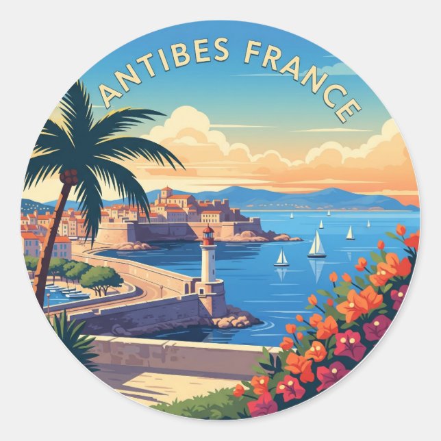 Antibes France Travel Classic Round Sticker (Front)