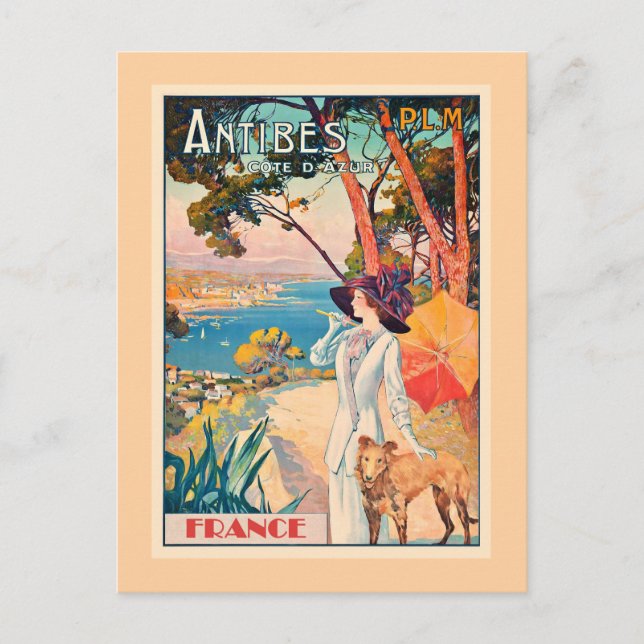Antibes, France travel poster, Postcard (Front)