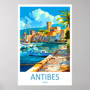 Antibes France Travel Poster Vintage Ski National