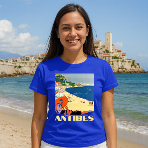 Antibes, France Vintage Art Deco Travel Tourism T-Shirt