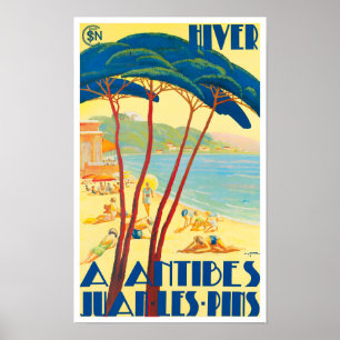 Antibes France vintage travel Poster