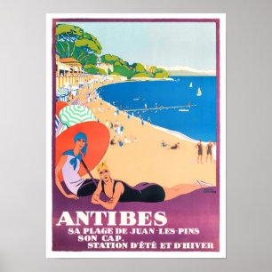 Antibes France vintage travel Poster