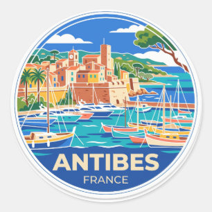 Antibes Harbour France Classic Round Sticker
