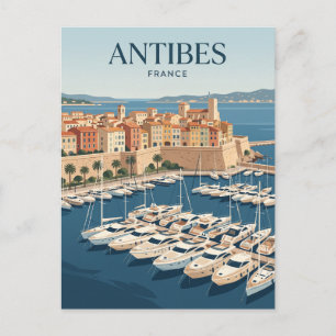 Antibes Harbour France Postcard