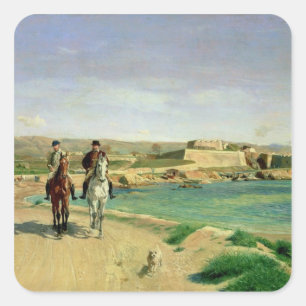 Antibes, the Horse Ride, 1868 Square Sticker