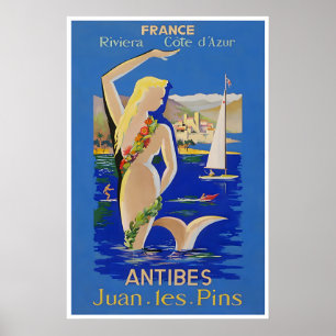 Antibes Travel Poster France Art Juan Les Pins
