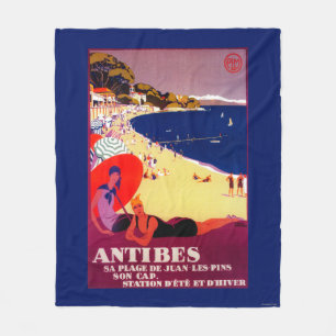 Antibes Vintage PosterEurope Fleece Blanket