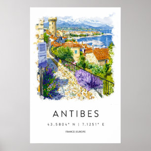 Antibes Watercolor Poster Antibes Travel Print
