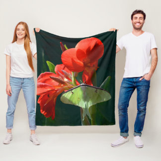 “Anticipation of the Night” - Luna Moth Painting Fleece Blanket
