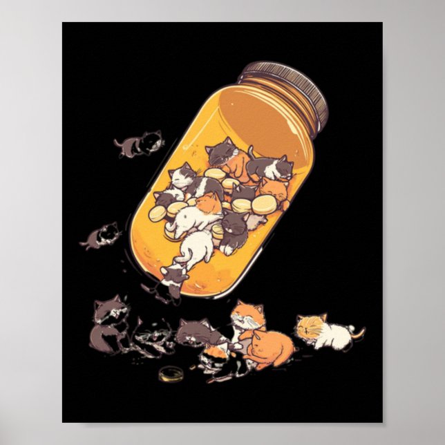 Antidepressant Cat Pill Bottle – Mental Health Awa Poster (Front)