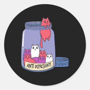 Antidepressant Mental Health Kitten Doctor Pet Own Classic Round Sticker