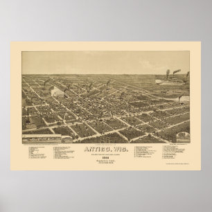 Antigo, WI Panoramic Map - 1886 Poster
