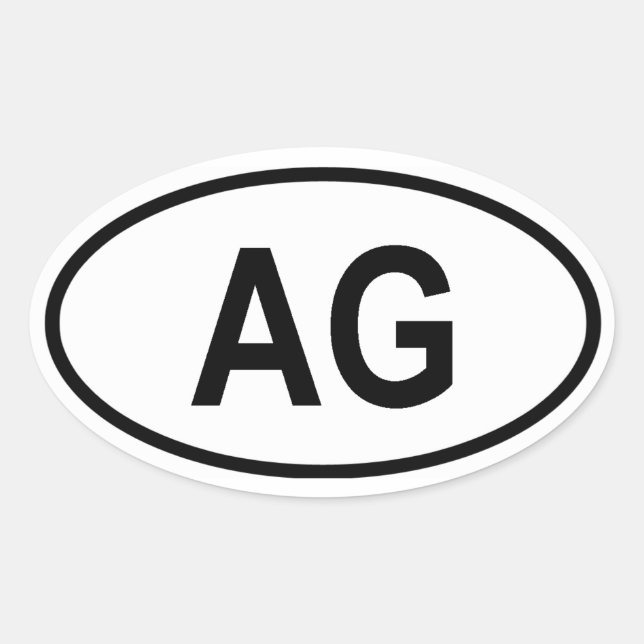 Antigua and Barbuda "AG" Oval Sticker (Front)