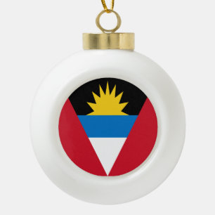 Antigua and Barbuda Flag Ceramic Ball Christmas Ornament