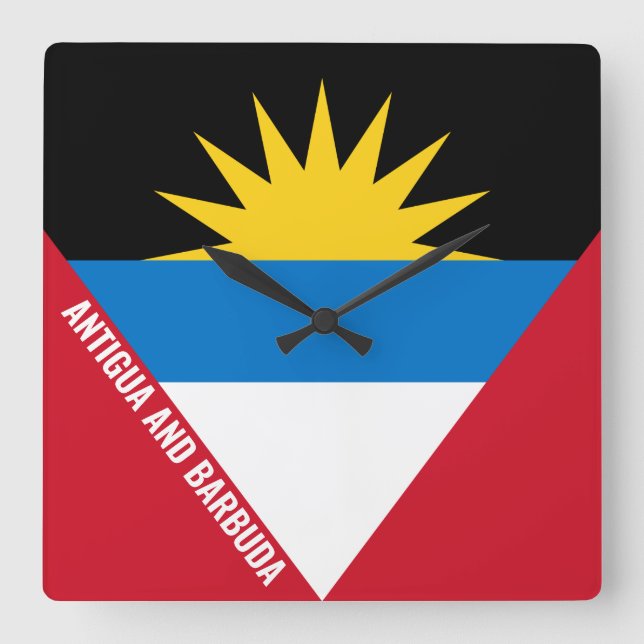 Antigua and Barbuda Flag Dazzling Patriotic Square Wall Clock (Front)