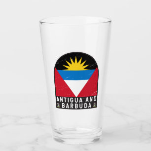 Antigua and Barbuda Flag Emblem Distressed Vintage Glass