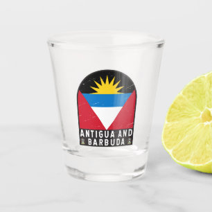 Antigua and Barbuda Flag Emblem Distressed Vintage Shot Glass