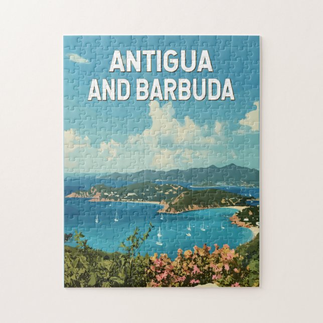 Antigua and Barbuda Illustration Travel Art Retro Jigsaw Puzzle (Vertical)