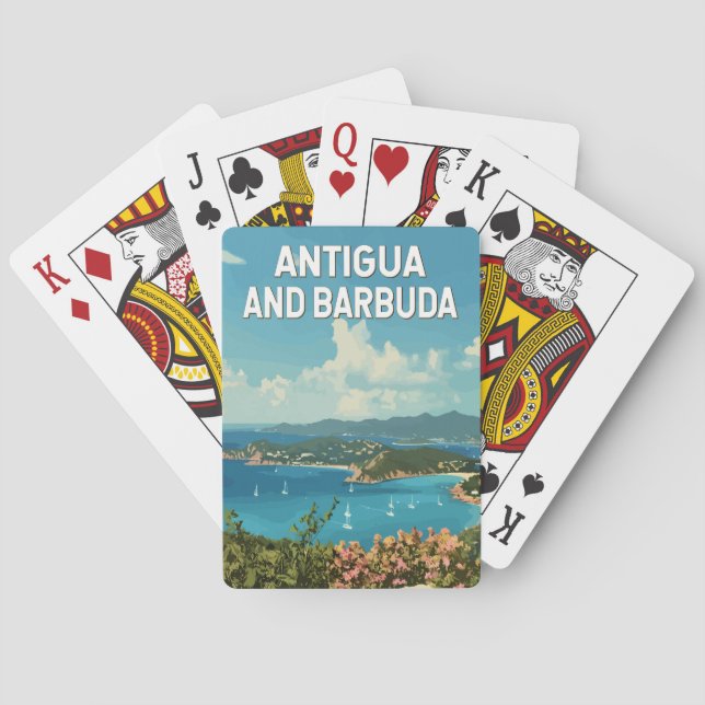 Antigua and Barbuda Illustration Travel Art Retro Playing Cards (Back)