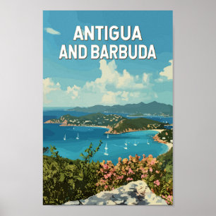 Antigua and Barbuda Illustration Travel Art Retro Poster