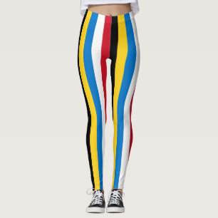 Antigua and Barbuda National Flag Colours Striped Leggings