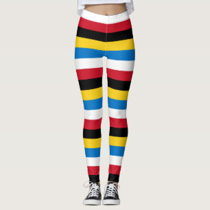 Antigua and Barbuda National Flag Colours Striped  Leggings