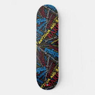 Antigua and Barbuda National Pride Wordcloud Skateboard
